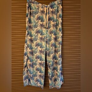 Quagga Green Leaf Print Wide-Leg Pants